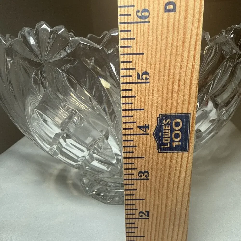 VTG Gorham Cut Lead Crystal Footed Pedestal Centerpiece Bowl 9” Heavy 1960's EUC